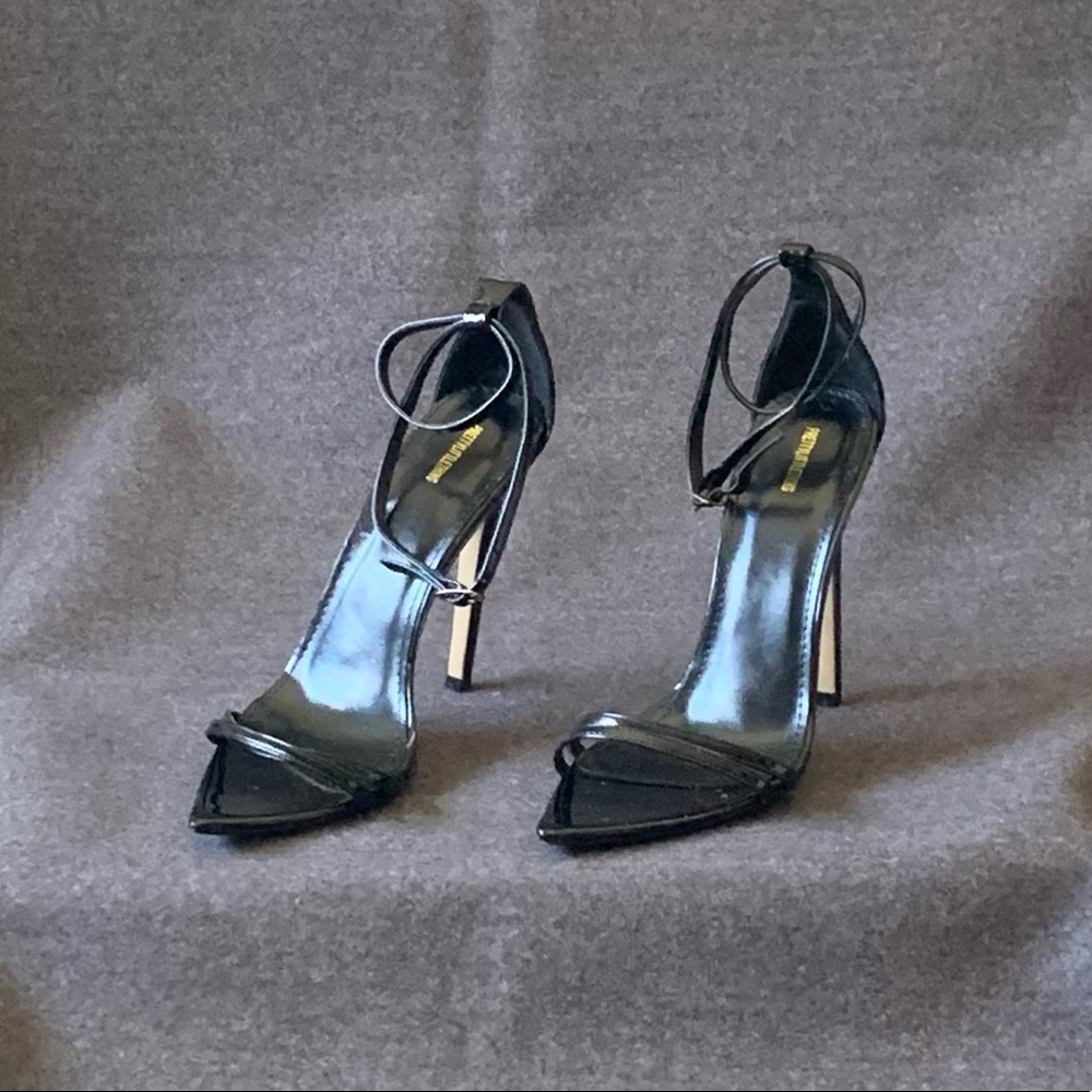 Pretty Little Thing Black Patent Leather Stiletto Sandal